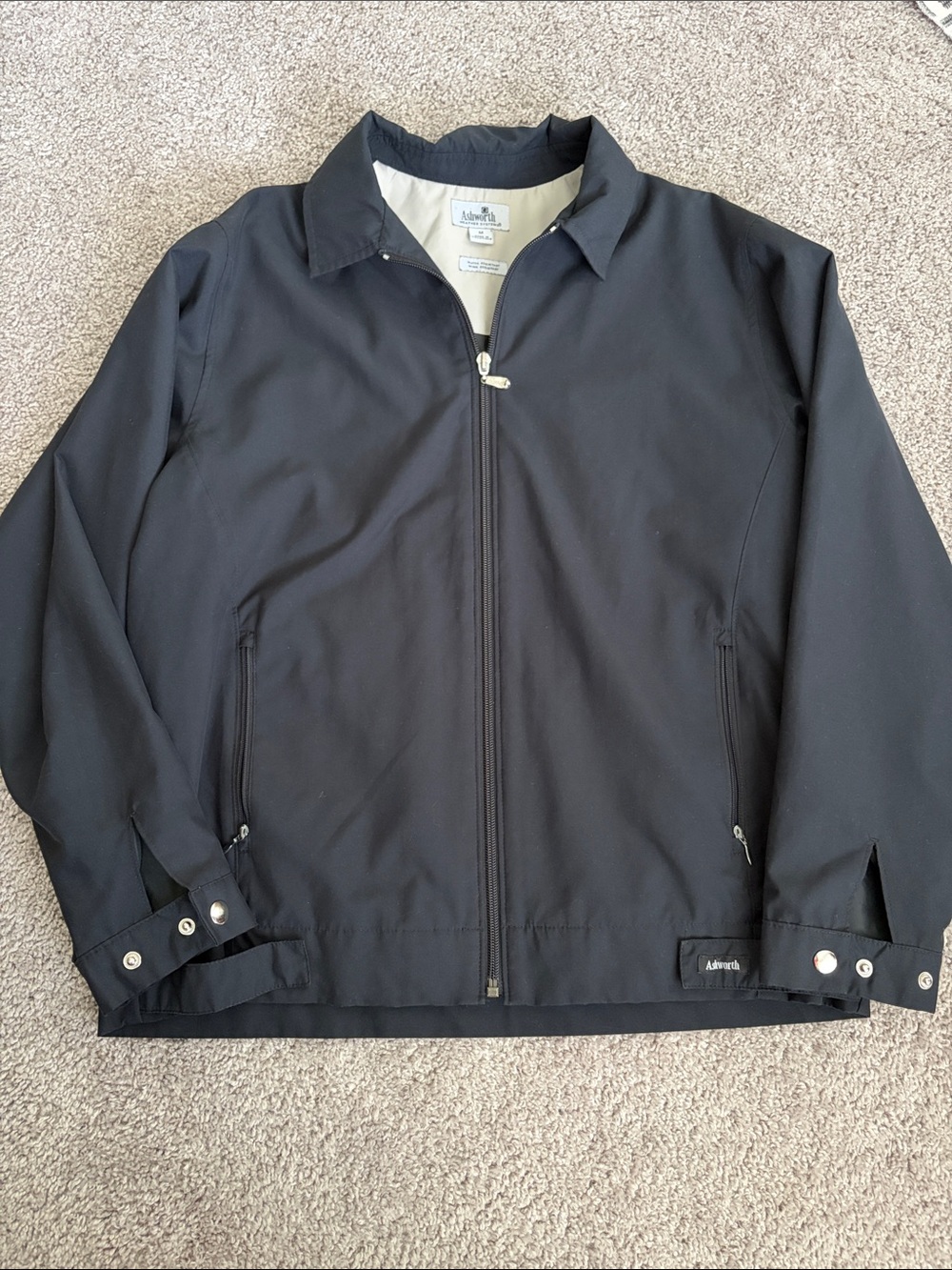 Ashworth Black Lightweight Zip Windbreaker Jacket size m